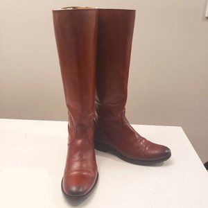 Frye #76431 Melissa Button Brown Back Zip Leather Women's Knee-High Boots Size 9